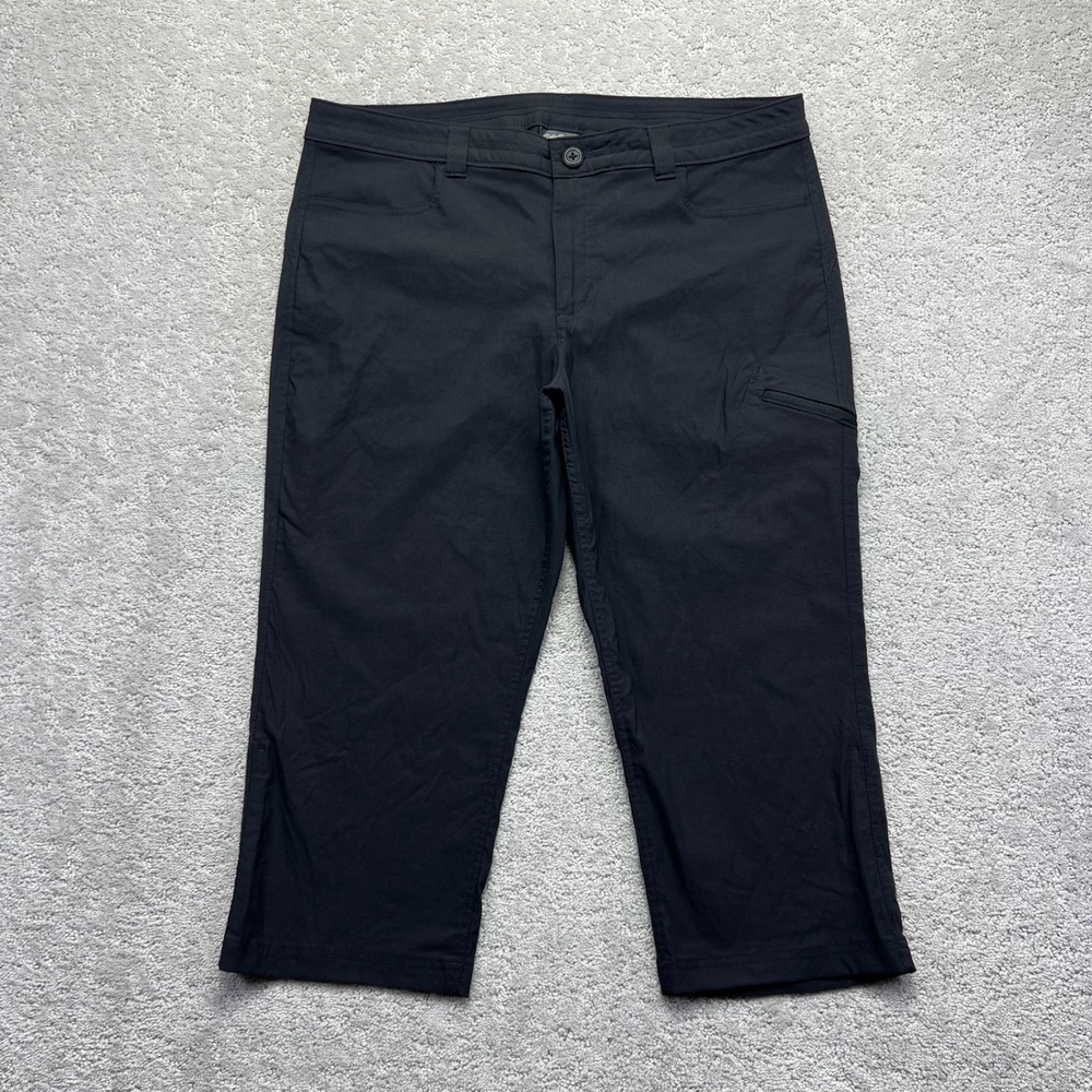 Eddie Bauer Capri Pants Womens 16 Black Horizon Hiking Nylon Spandex Activewear